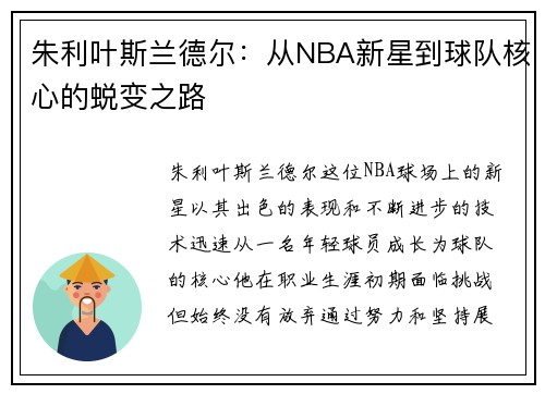朱利叶斯兰德尔：从NBA新星到球队核心的蜕变之路